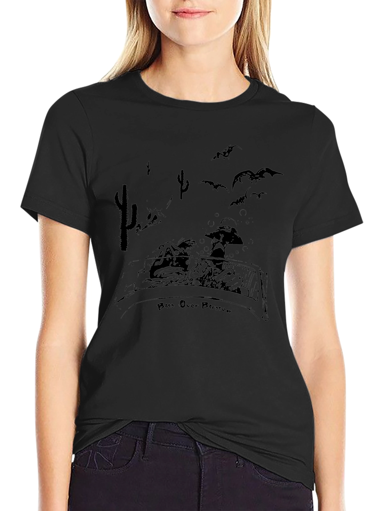 Bats Over Barstow Black Graphic Tee