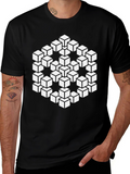 Optical Illusion Cube Black T-Shirt
