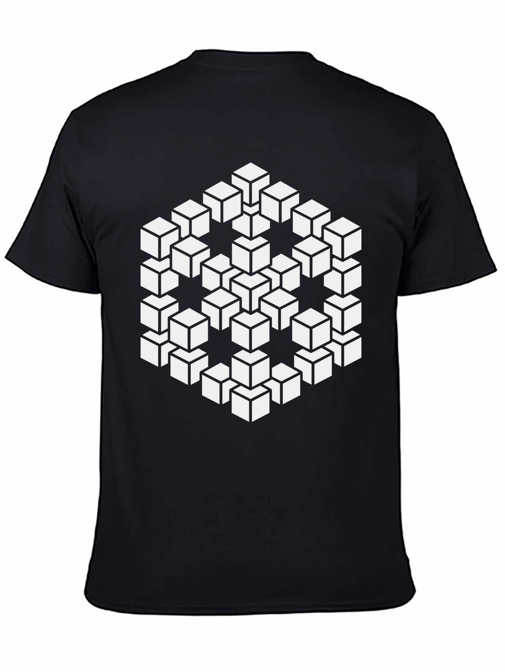Optical Illusion Cube Black T-Shirt