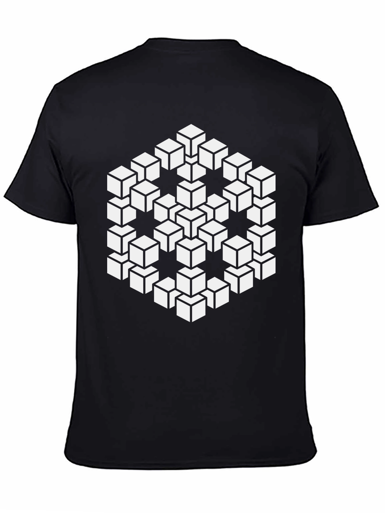 Optical Illusion Cube Black T-Shirt