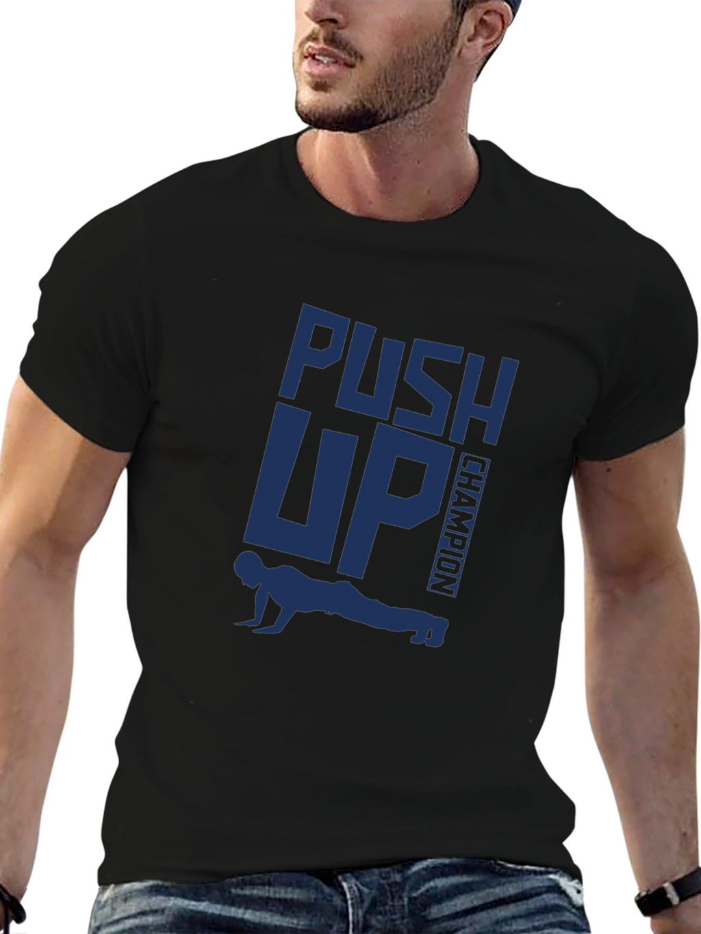 Push Up Champion Graphic Tee - Black