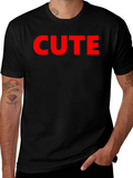 Cute Graphic Tee - Black Cotton T-Shirt