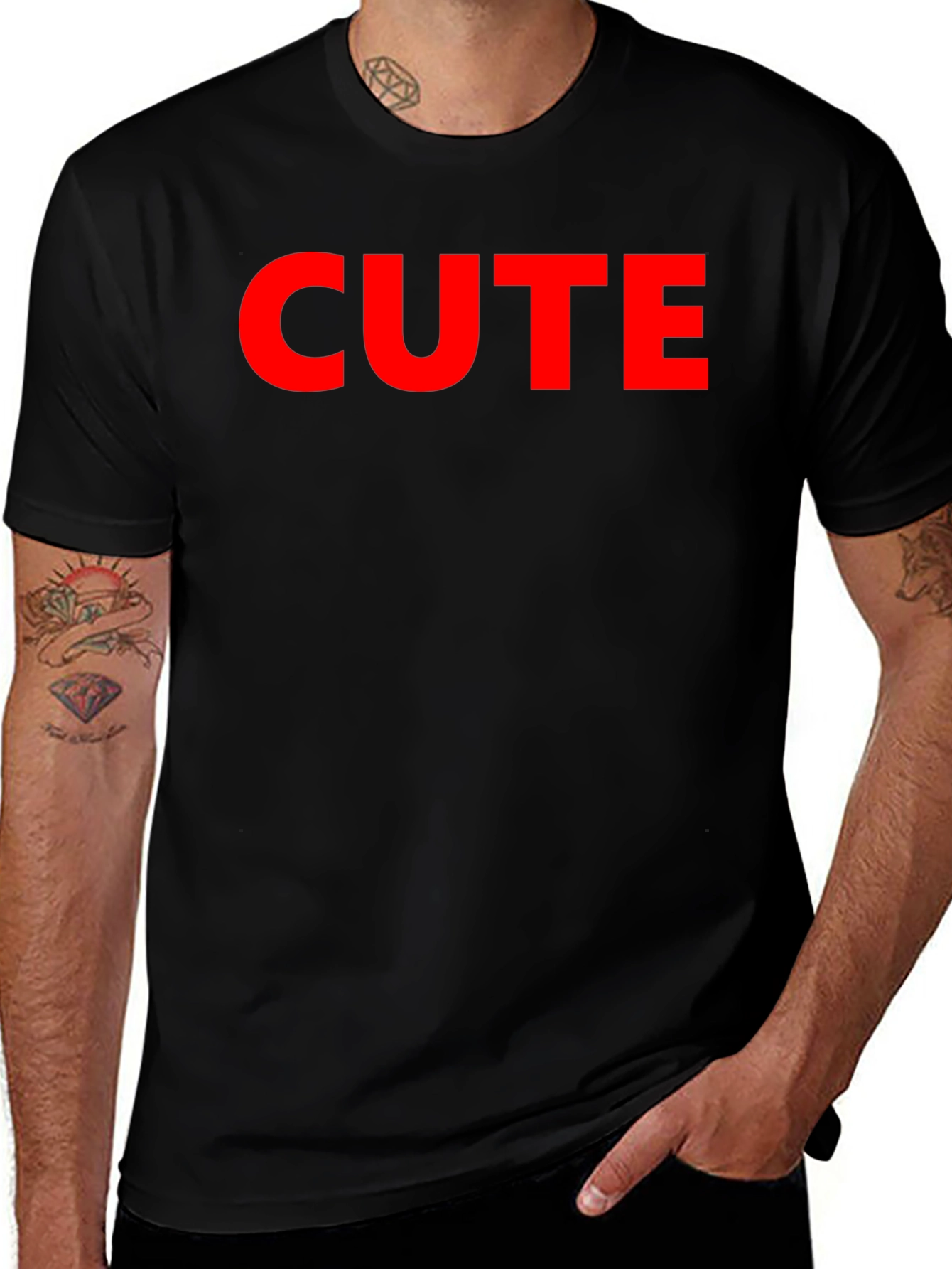 Cute Graphic Tee - Black Cotton T-Shirt