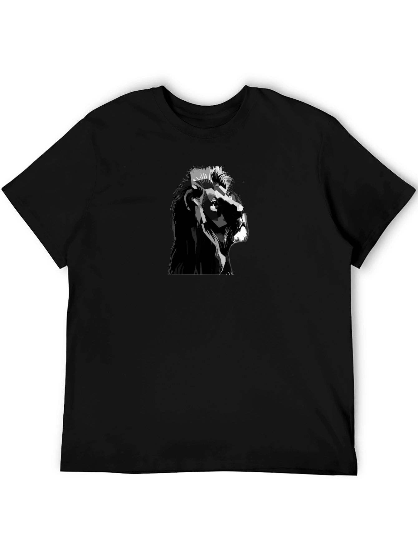 Lion Graphic Tee - Black Crew Neck T-Shirt