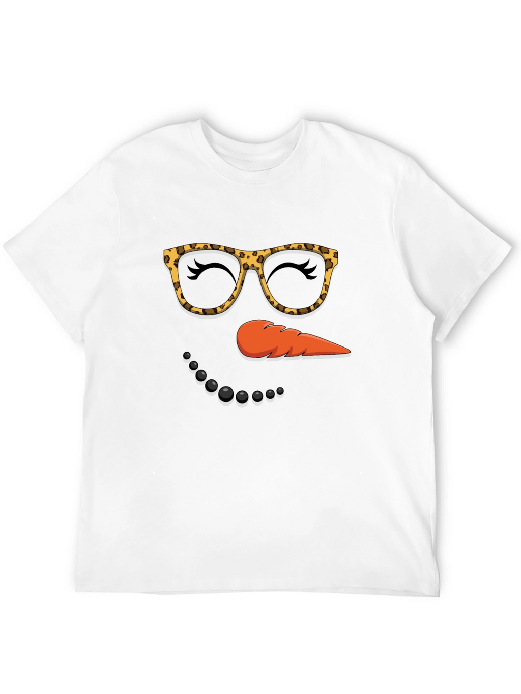 Snowman Face T-Shirt Leopard Glasses