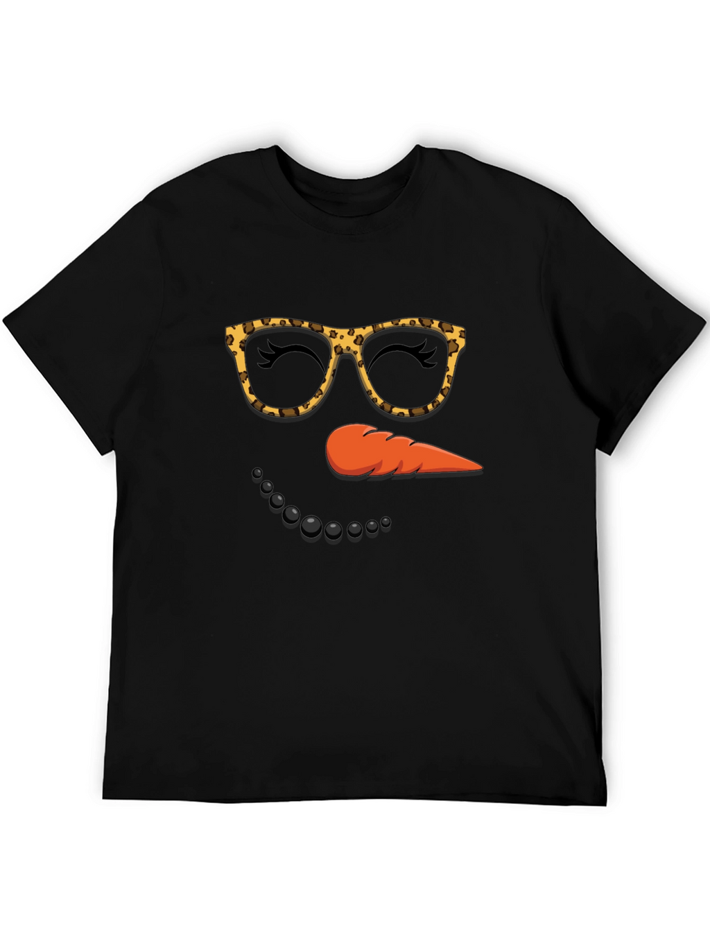 Snowman Face T-Shirt Leopard Glasses