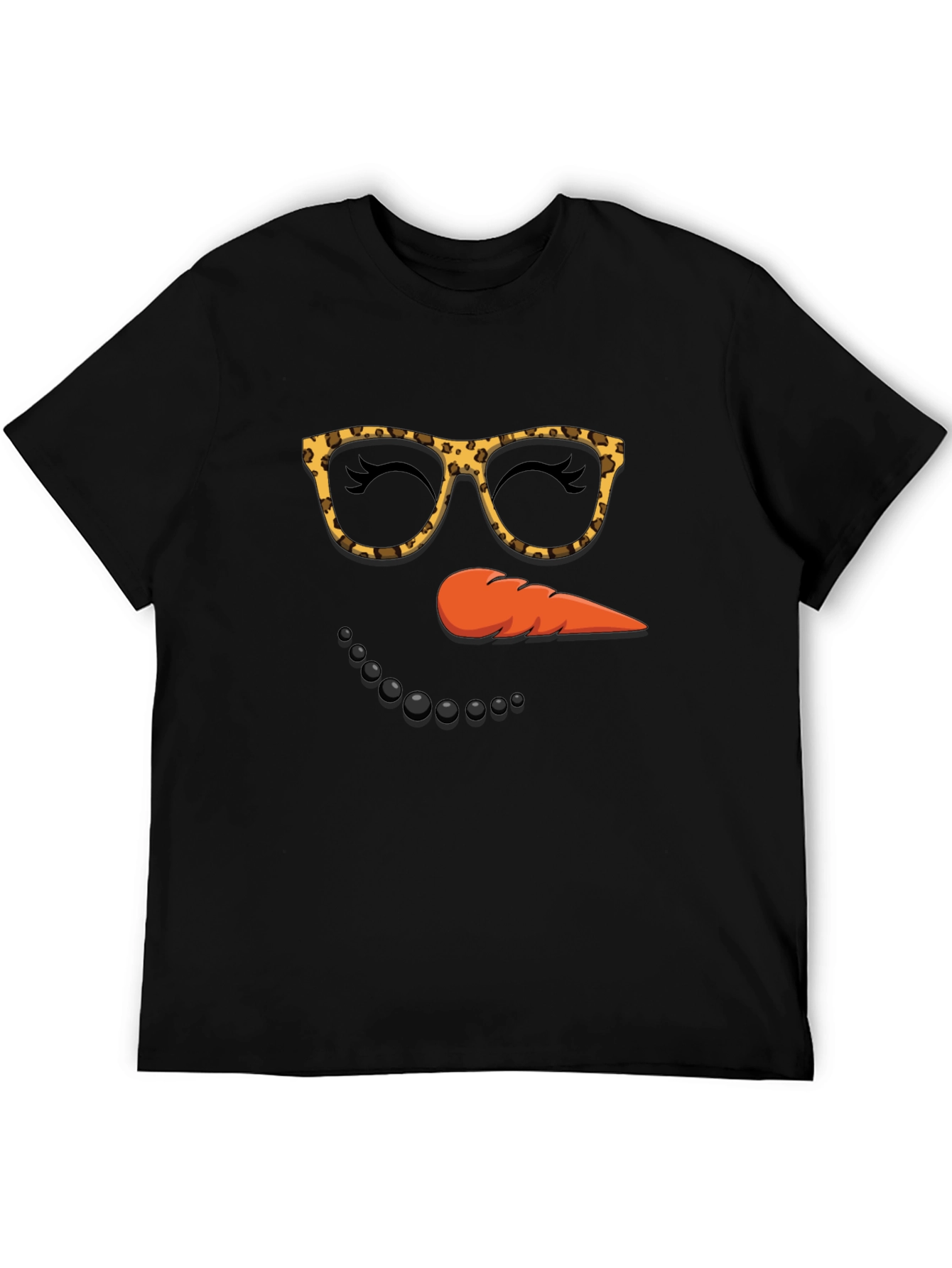 Snowman Face T-Shirt Leopard Glasses