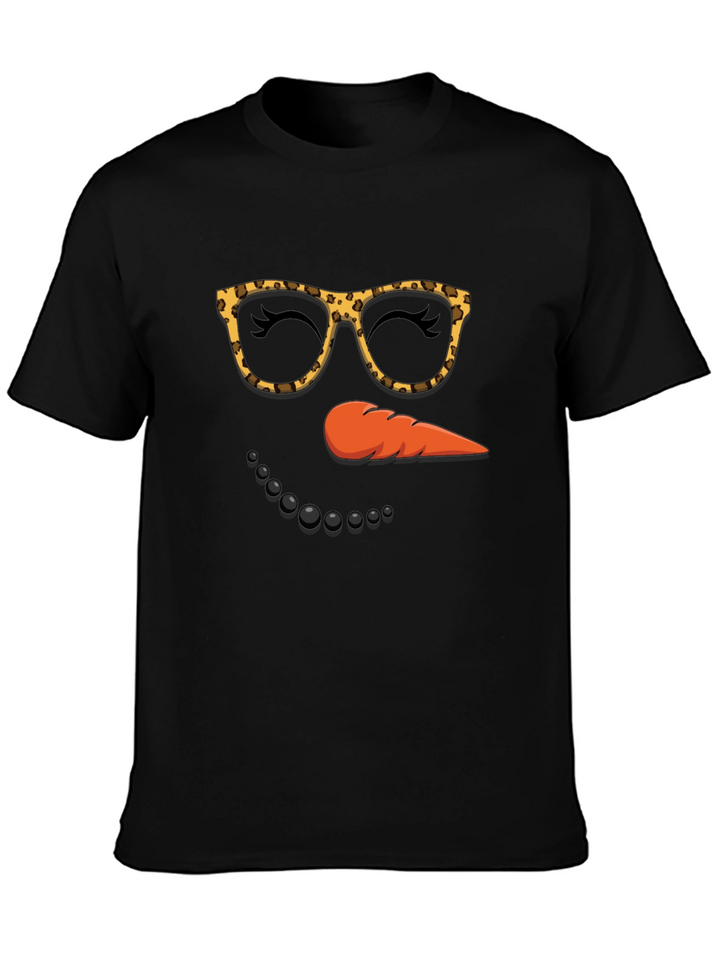 Snowman Face T-Shirt Leopard Glasses