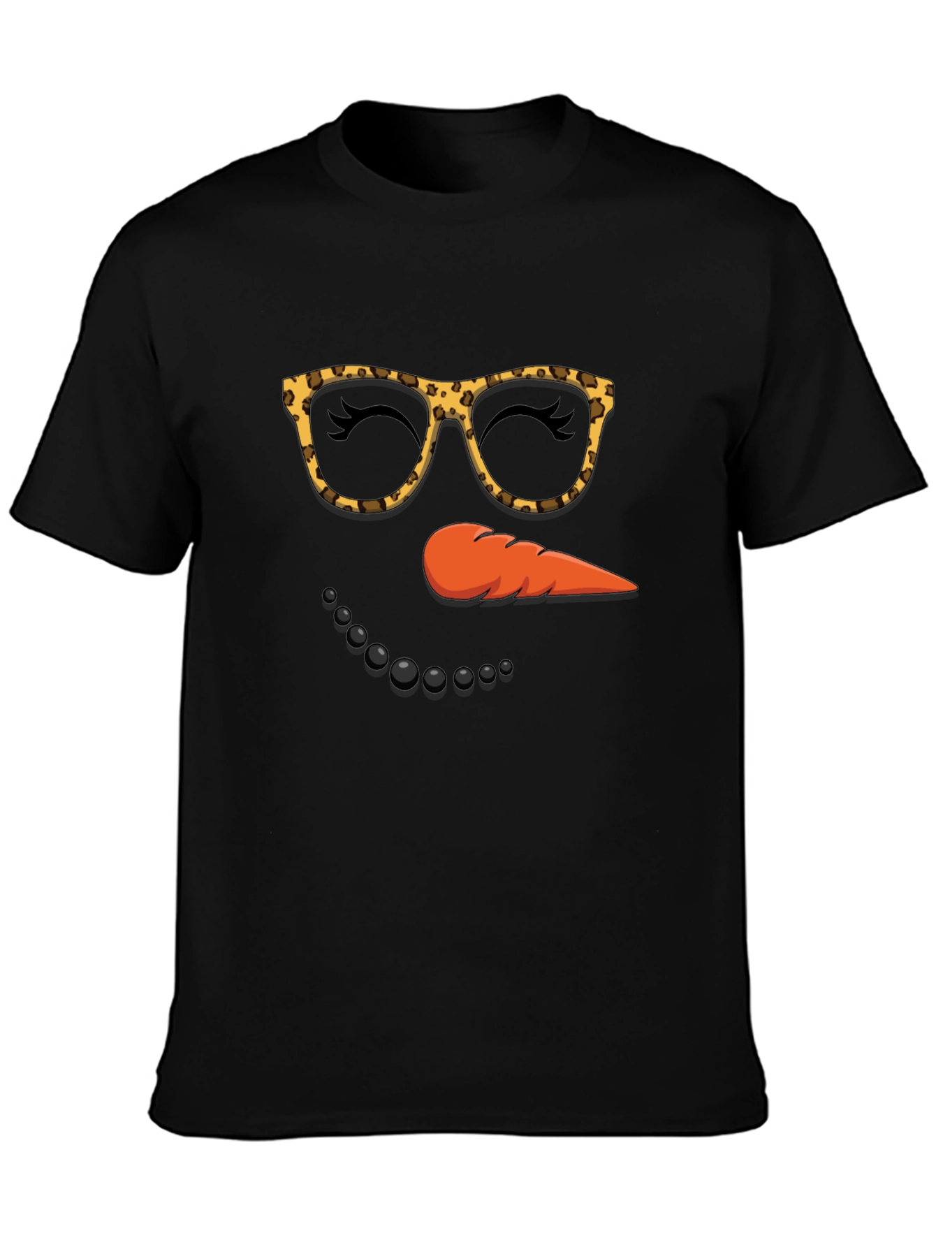 Snowman Face T-Shirt Leopard Glasses