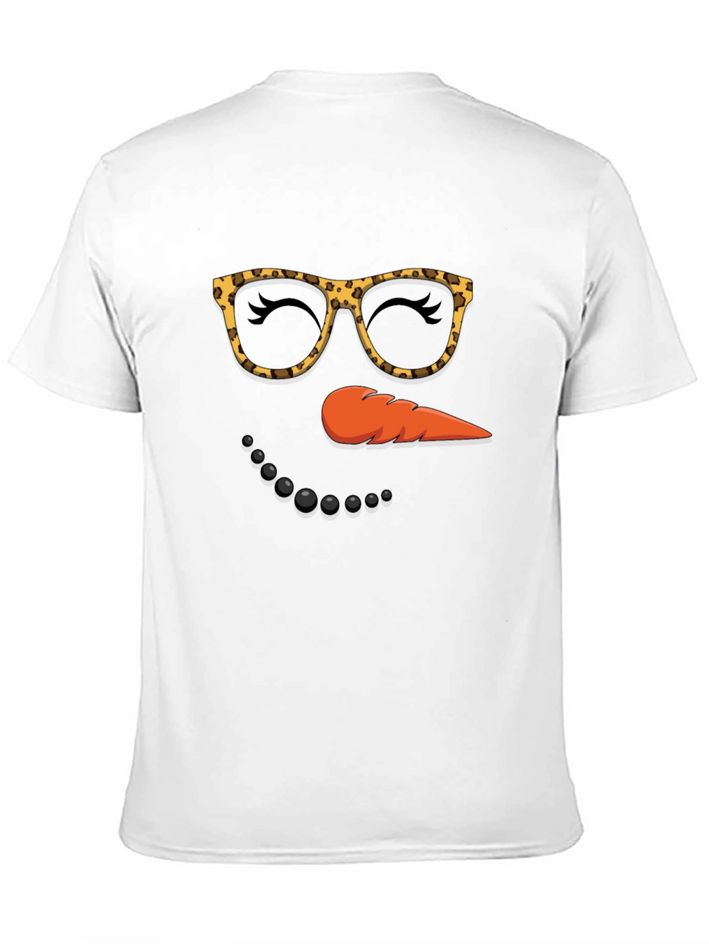 Snowman Face T-Shirt Leopard Glasses