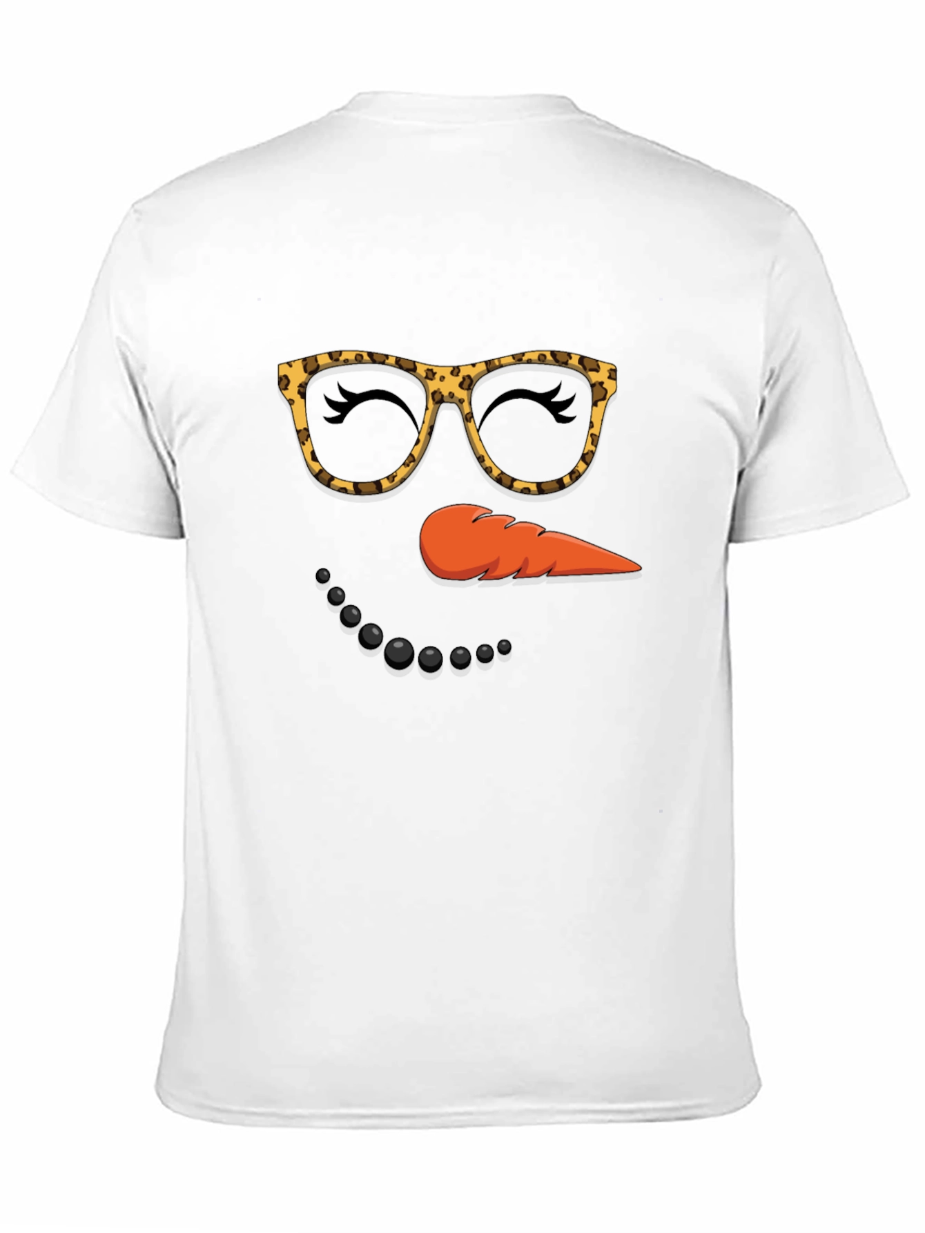 Snowman Face T-Shirt Leopard Glasses