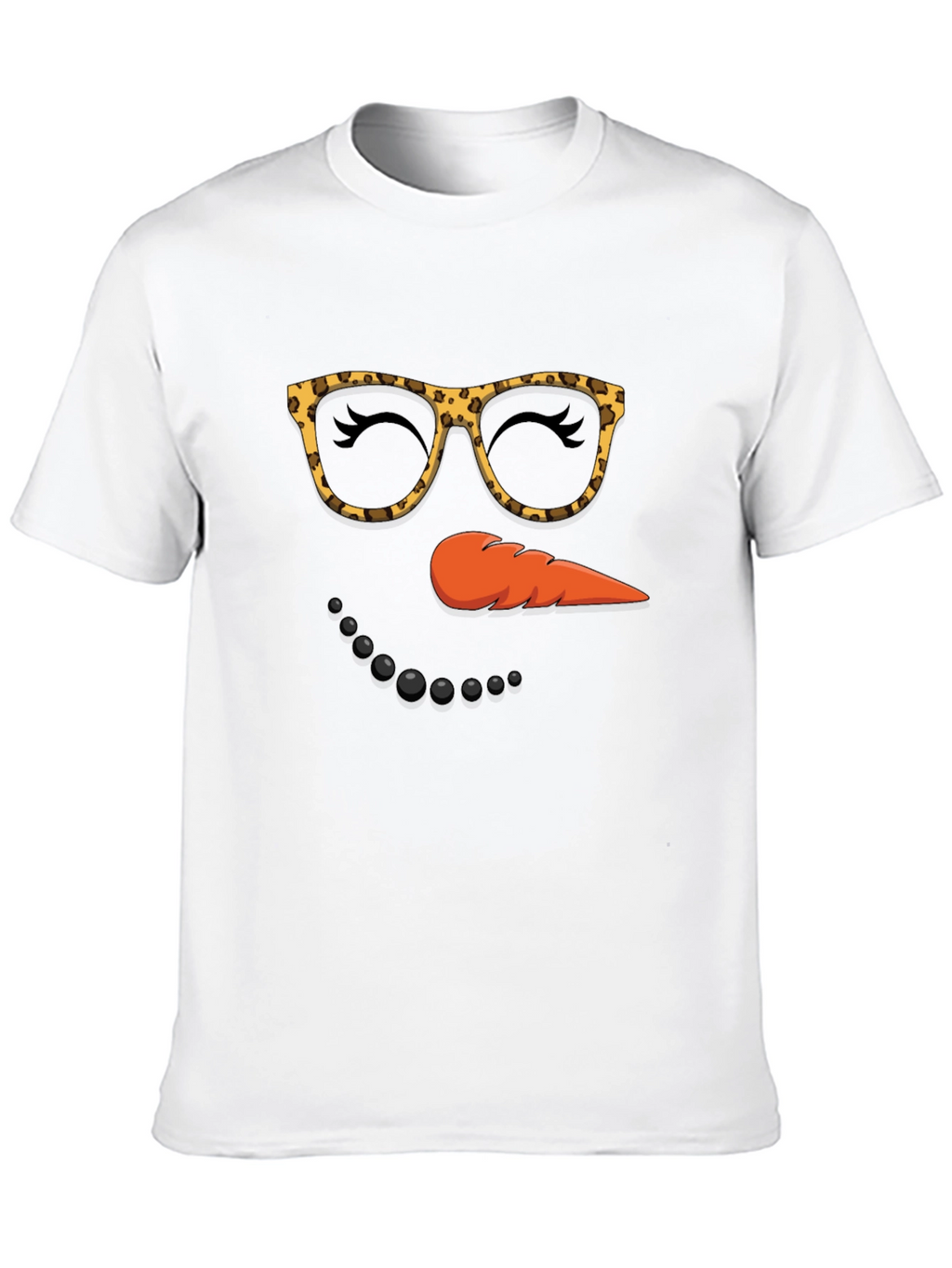 Snowman Face T-Shirt Leopard Glasses