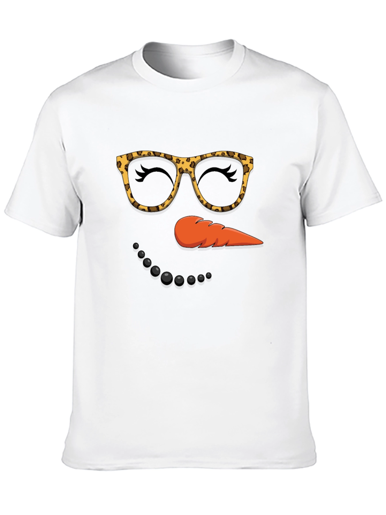 Snowman Face T-Shirt Leopard Glasses