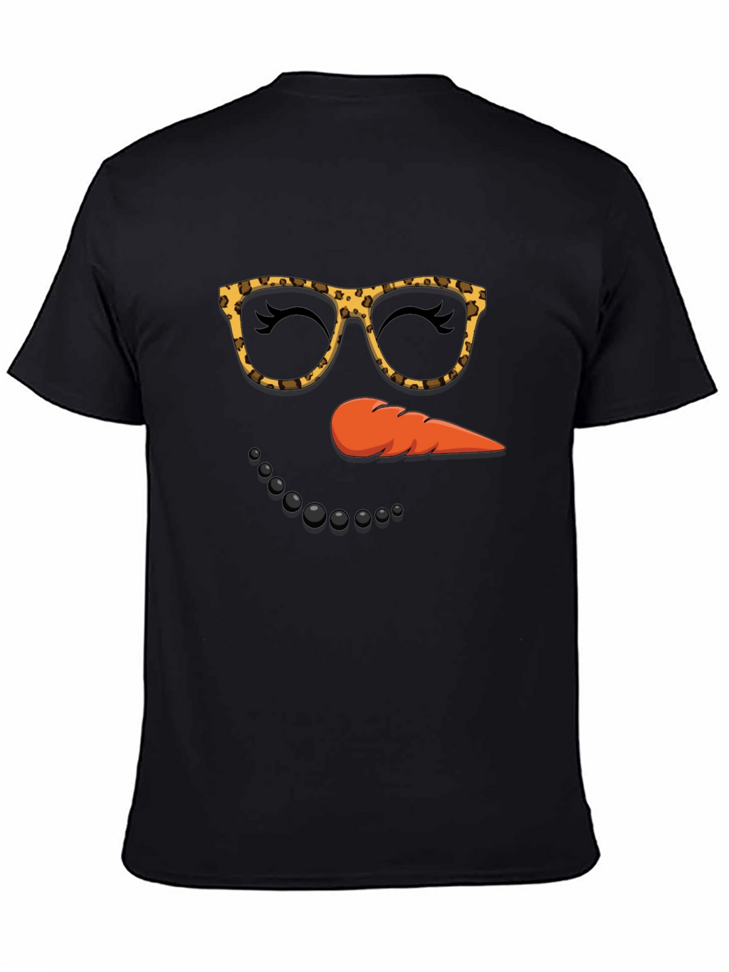 Snowman Face T-Shirt Leopard Glasses