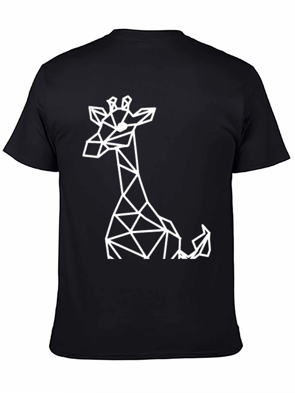 Geometric Giraffe Graphic Tee - Black Cotton T-Shirt