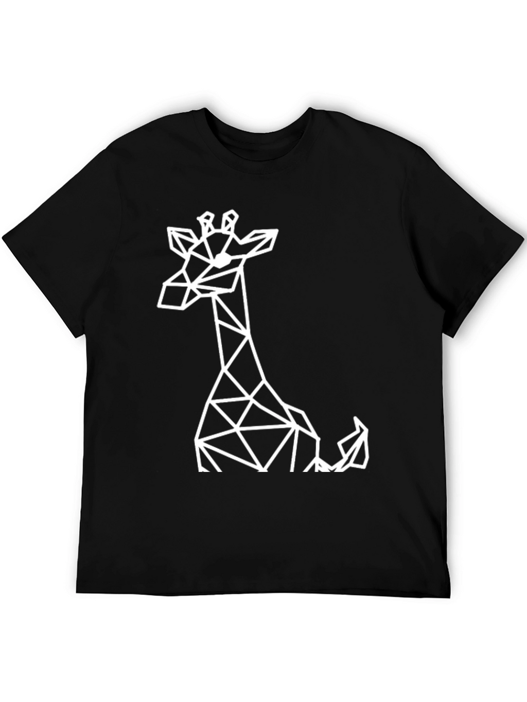 Geometric Giraffe Graphic Tee - Black Cotton T-Shirt
