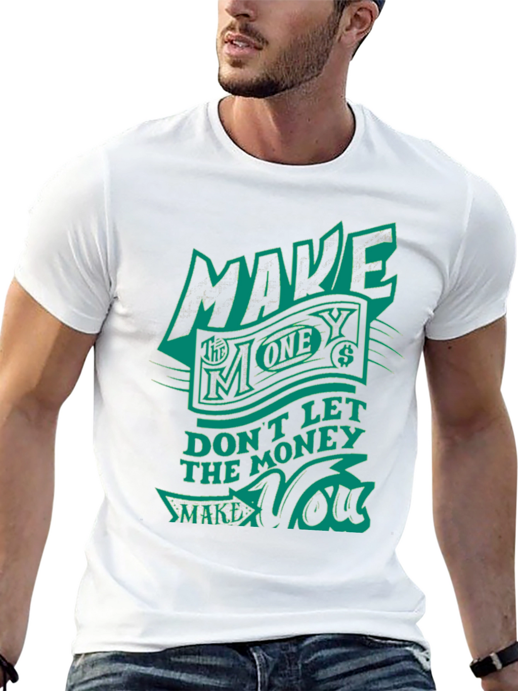 Make Money Graphic Print Tee - Black Cotton Blend