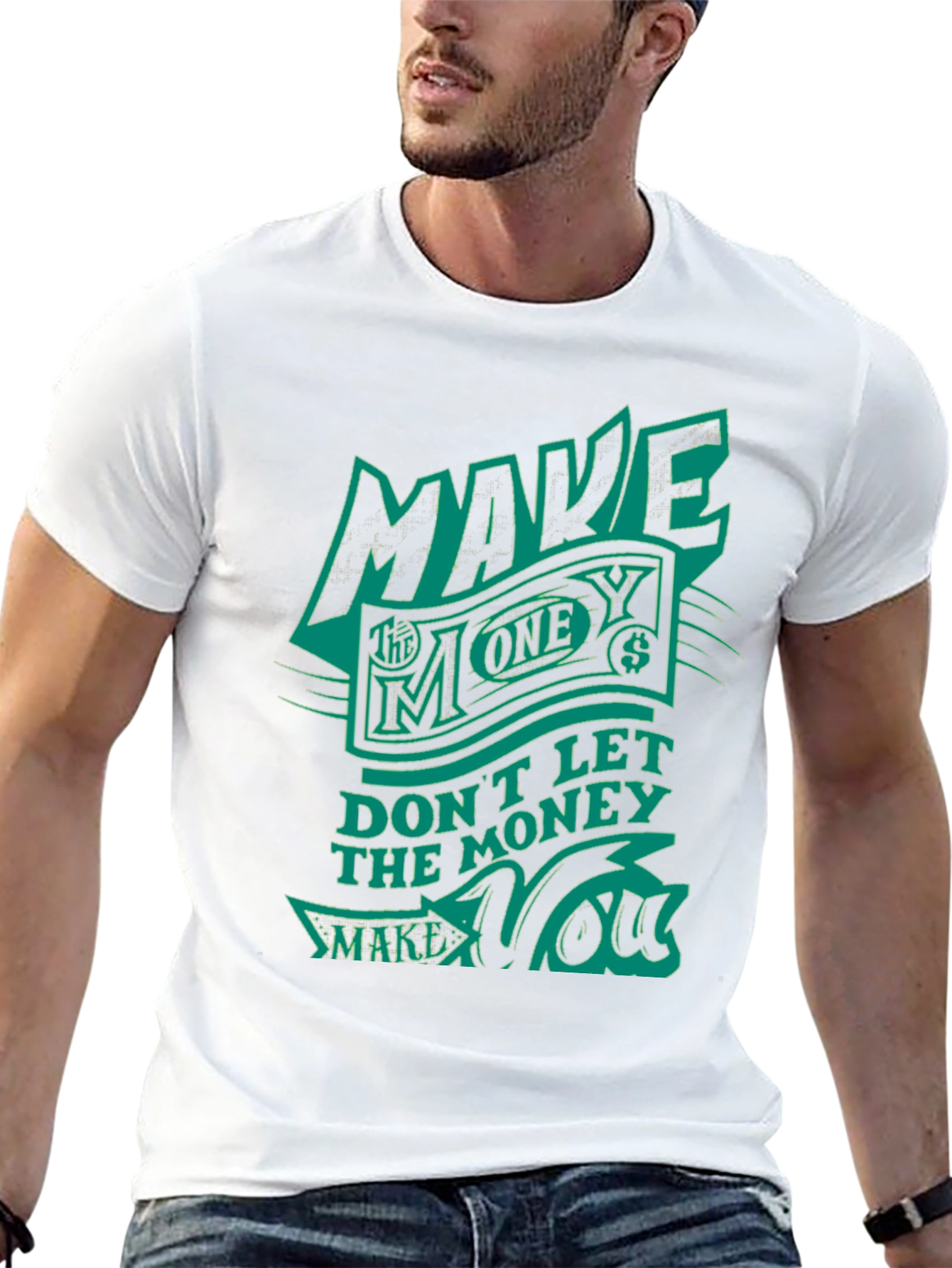 Make Money Graphic Print Tee - Black Cotton Blend