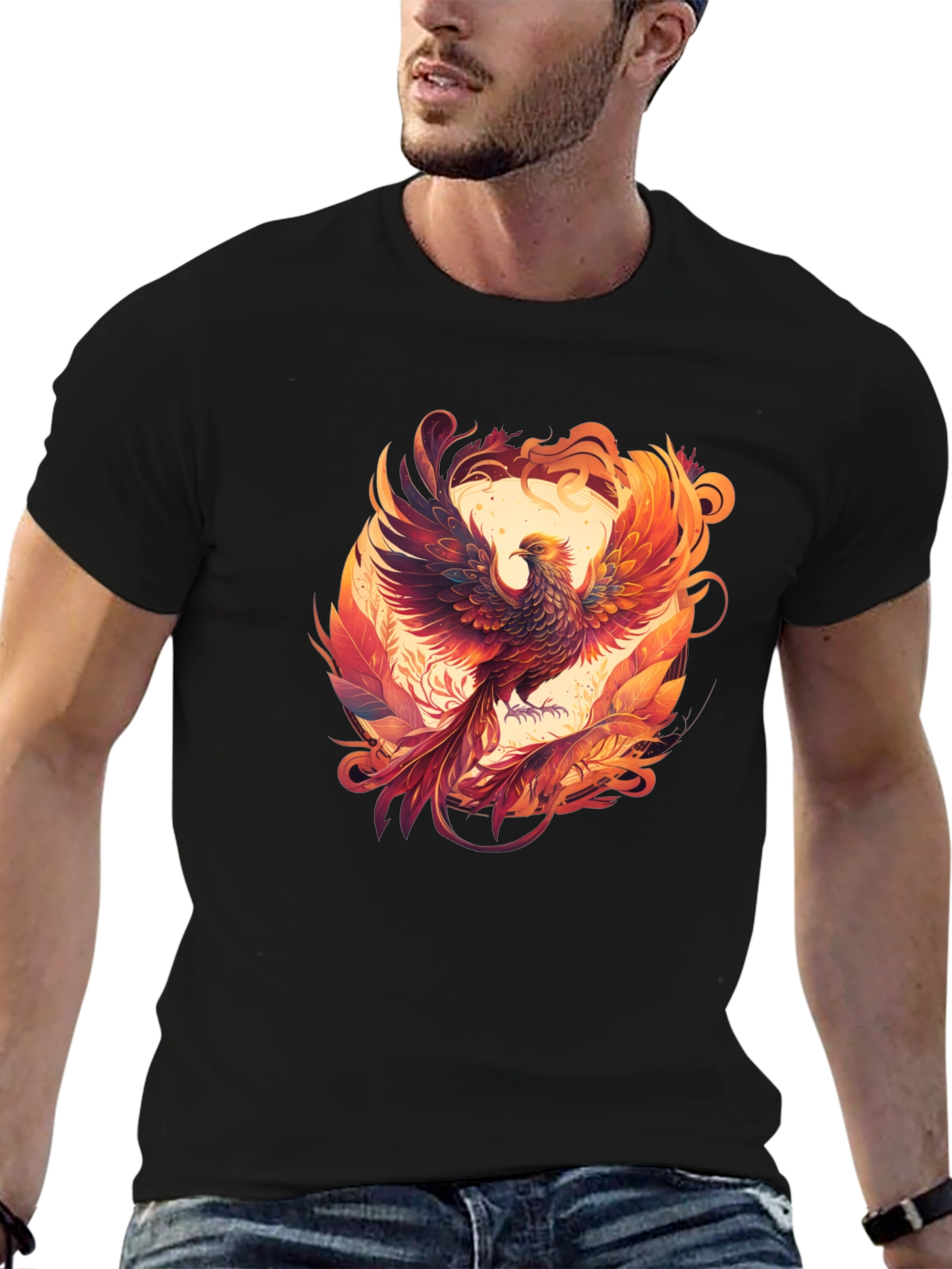 Phoenix Graphic Tee - Black Cotton Blend