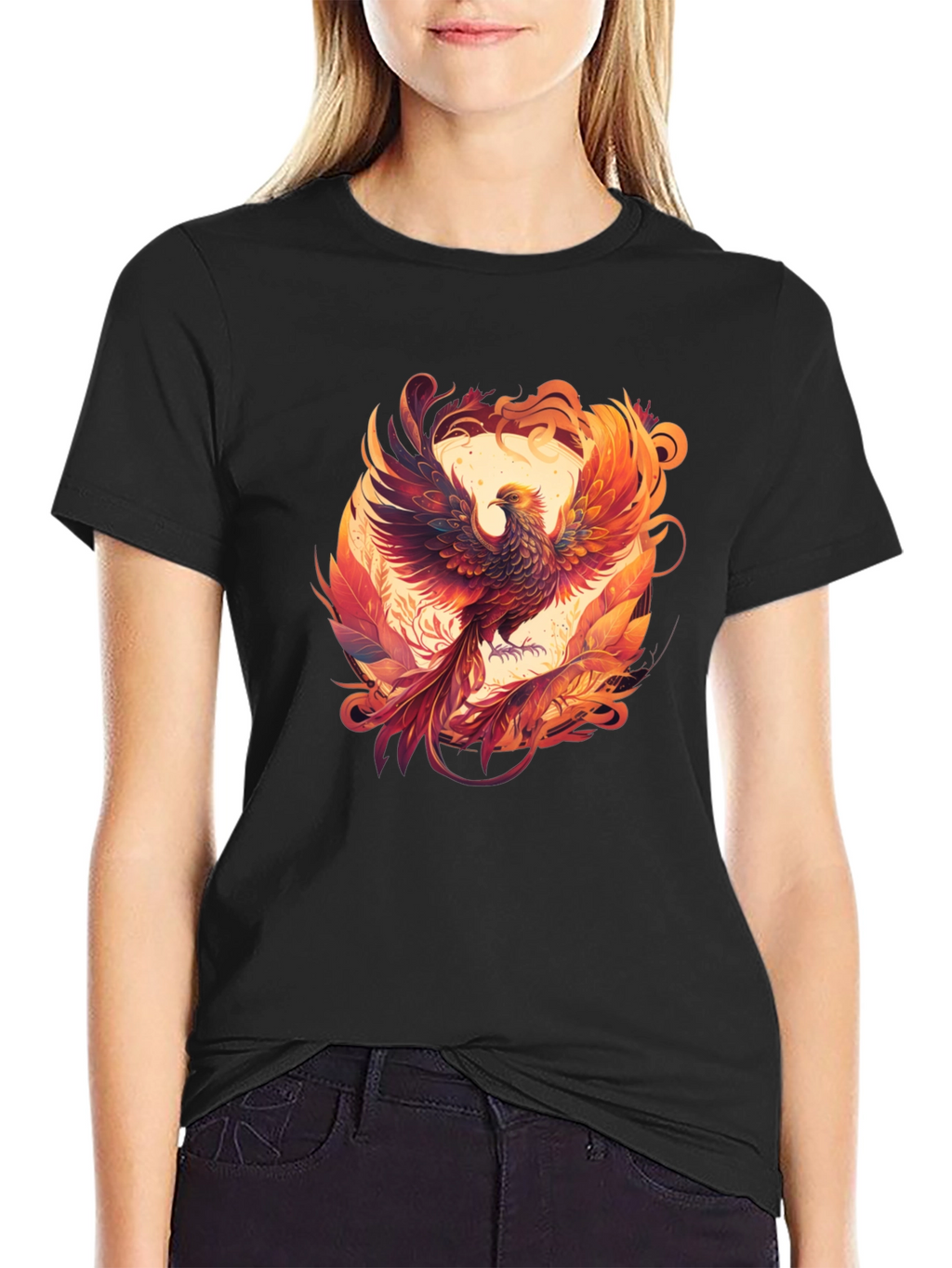 Phoenix Graphic Tee - Black Cotton Blend