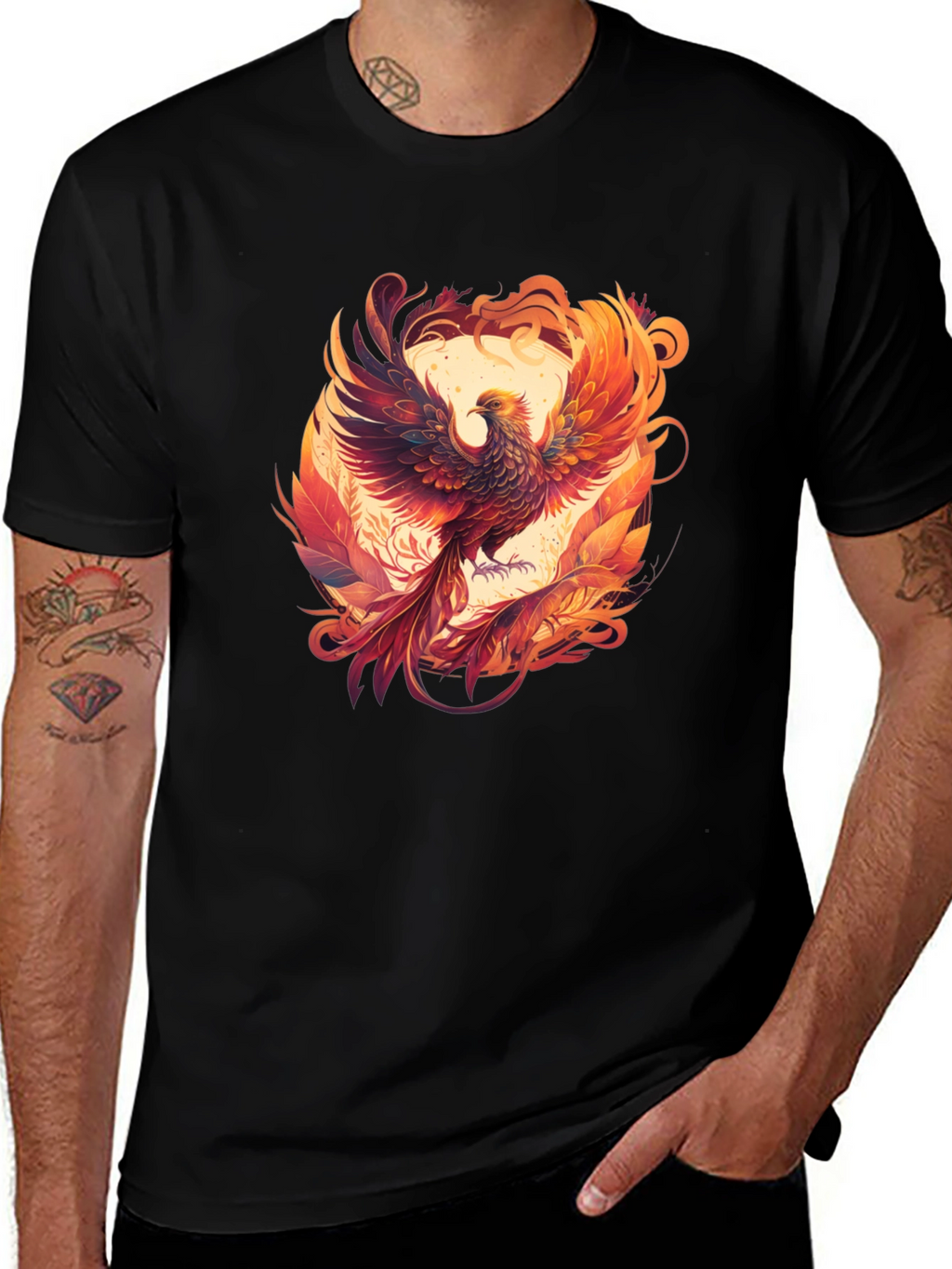Phoenix Graphic Tee - Black Cotton Blend