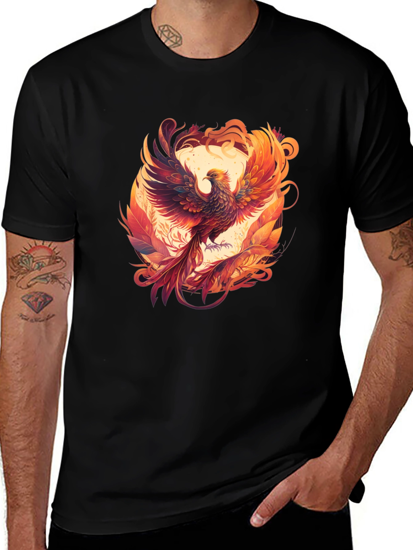 Phoenix Graphic Tee - Black Cotton Blend