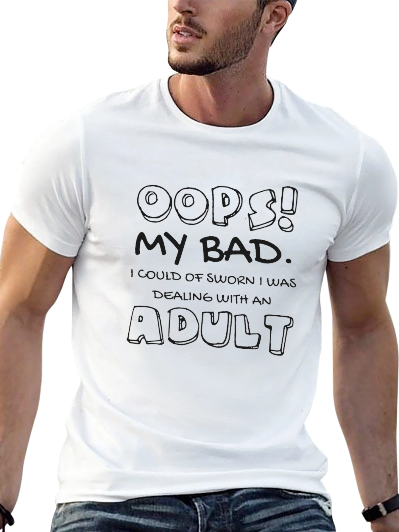 Oops My Bad Adult Graphic Tee - Black