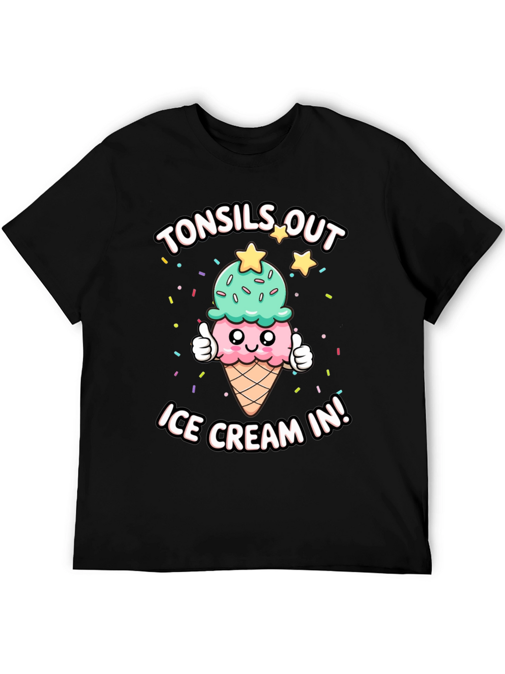 Tonsils Out Ice Cream In Black T-Shirt