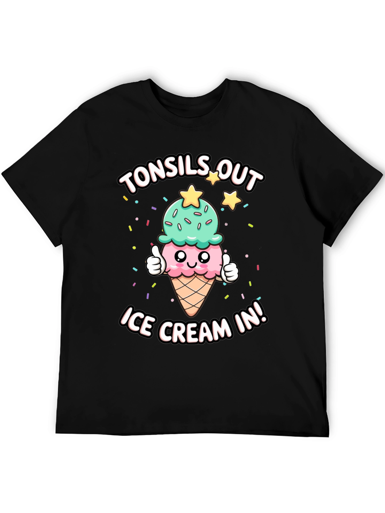 Tonsils Out Ice Cream In Black T-Shirt