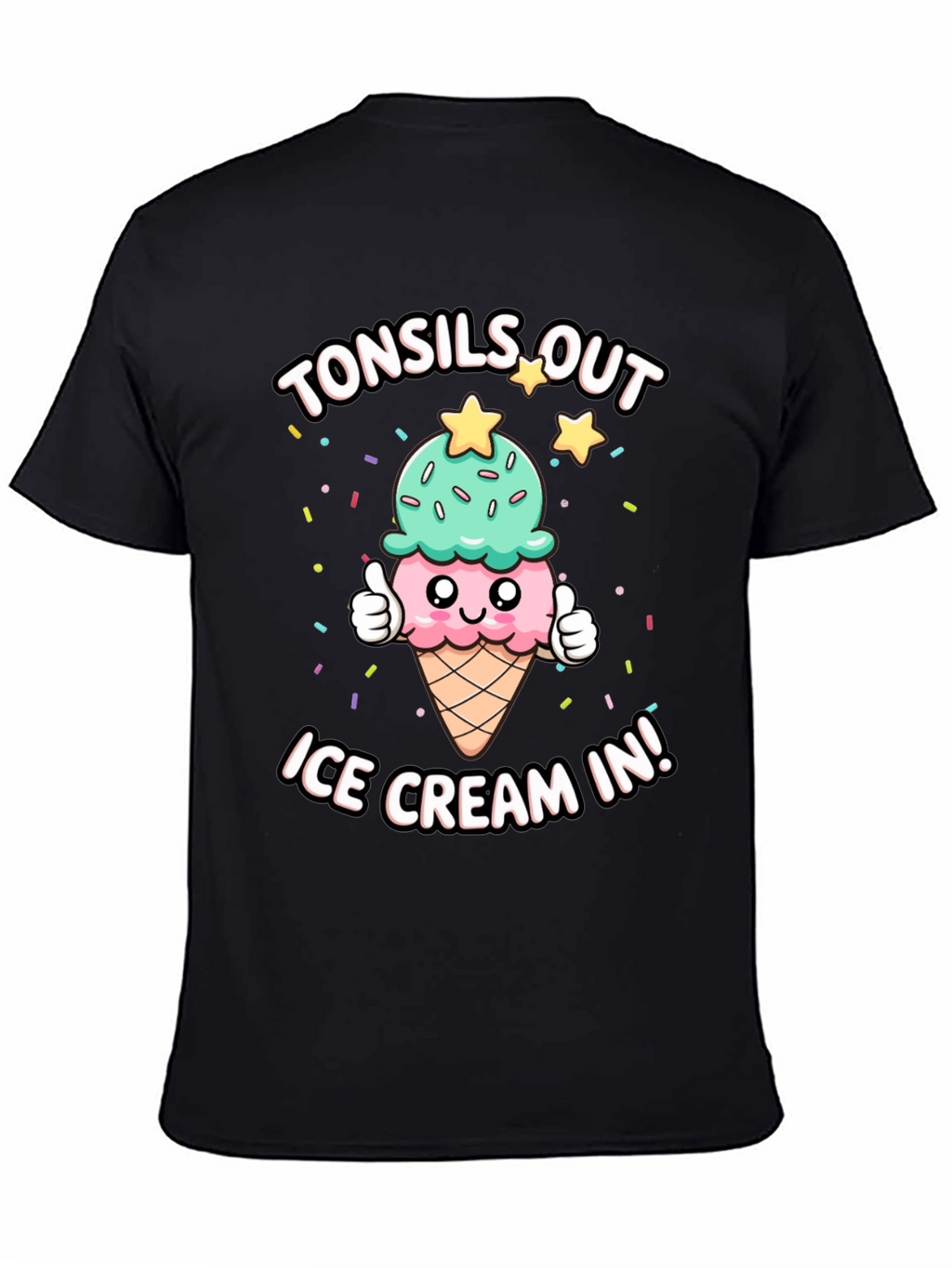 Tonsils Out Ice Cream In Black T-Shirt