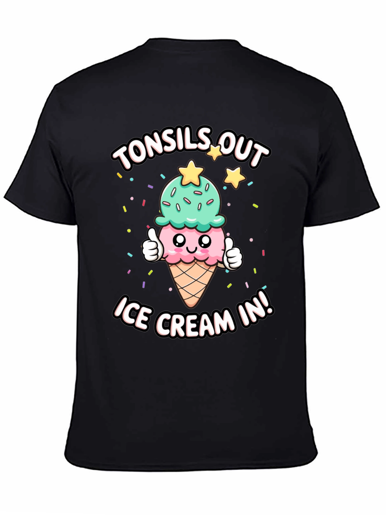 Tonsils Out Ice Cream In Black T-Shirt