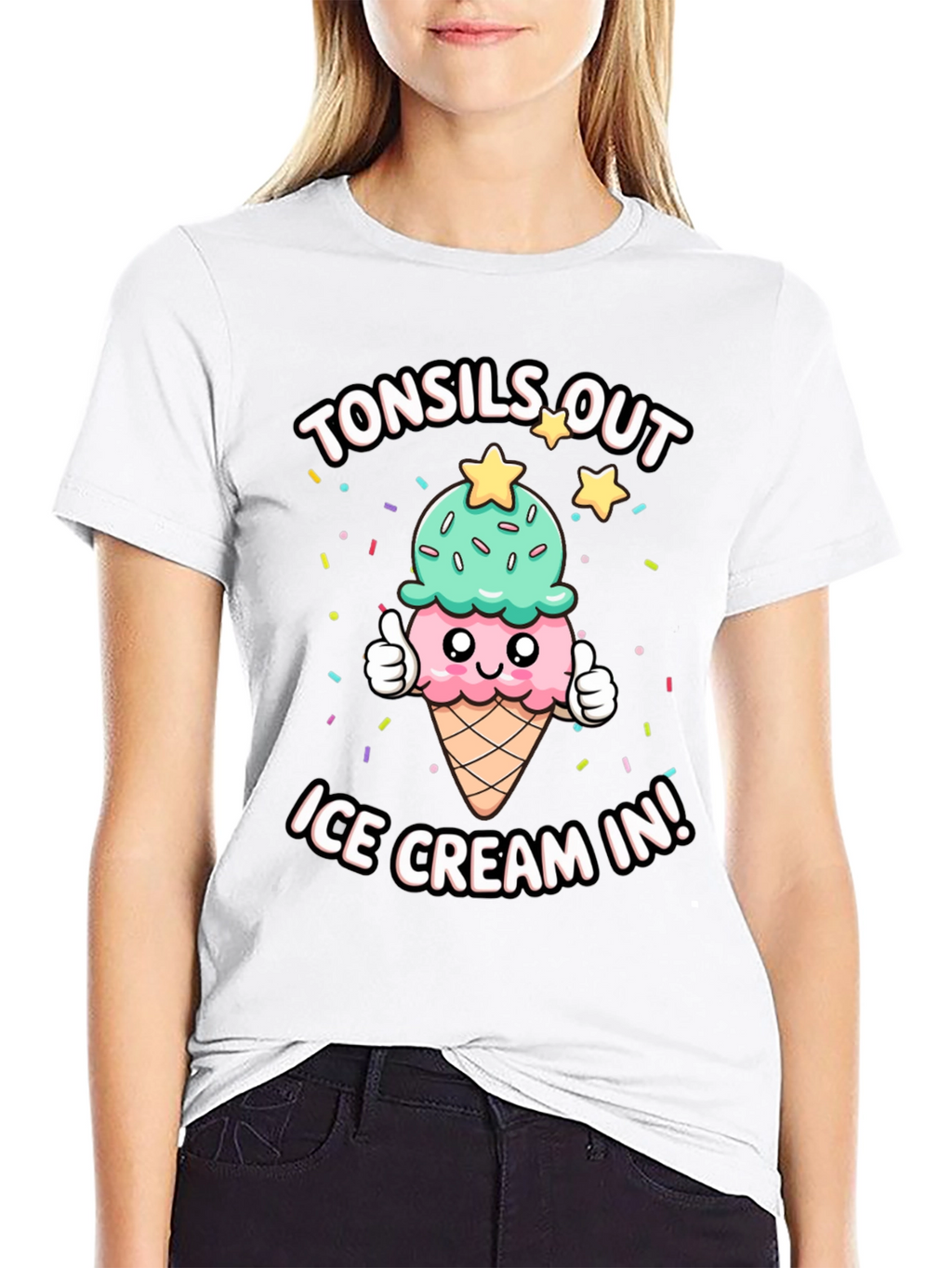 Tonsils Out Ice Cream In Black T-Shirt