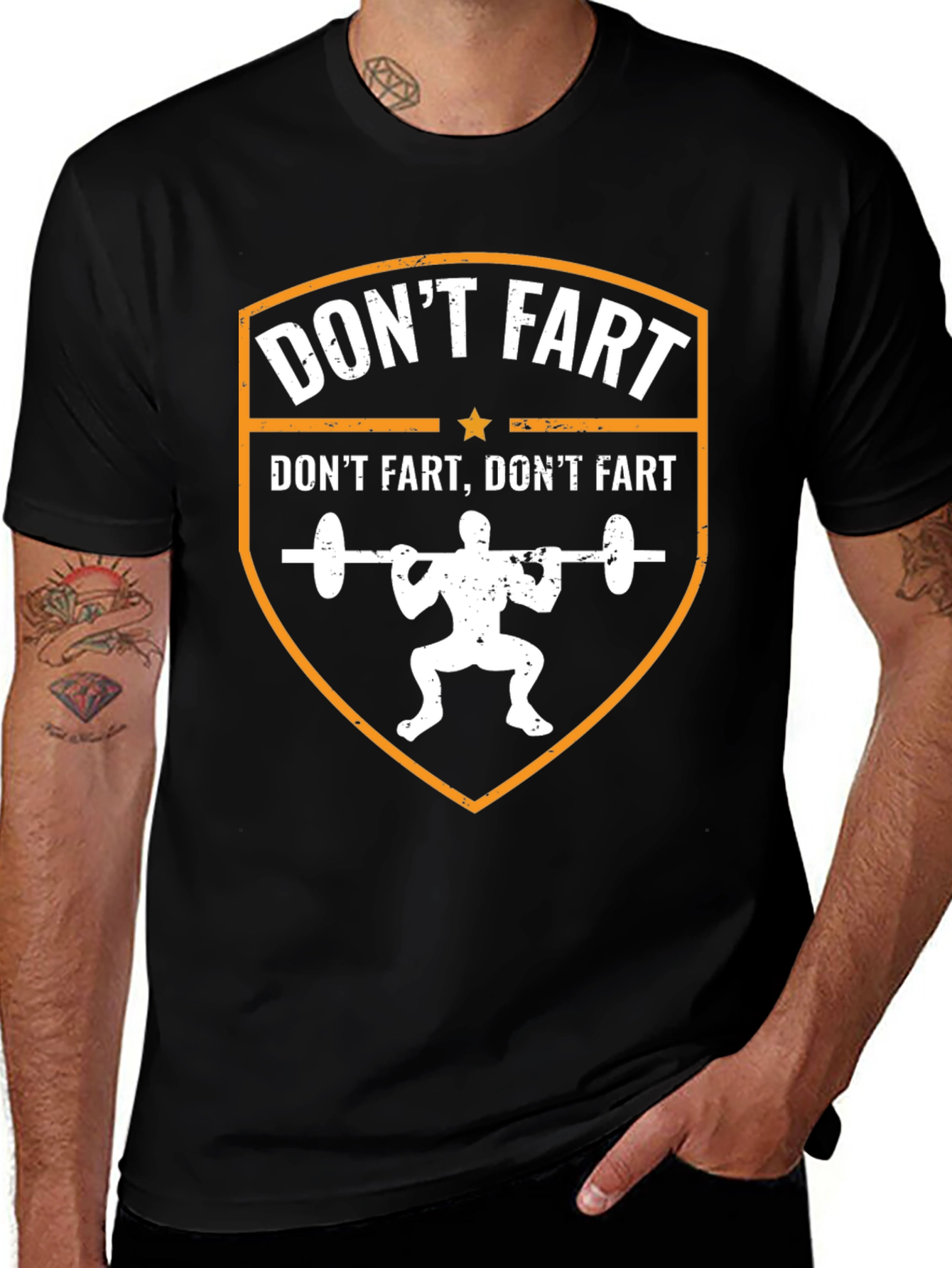 Funny Gym T-Shirt - Dont Fart Squat Design
