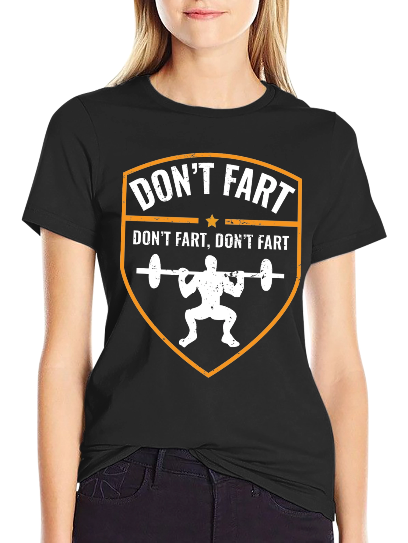 Funny Gym T-Shirt - Dont Fart Squat Design