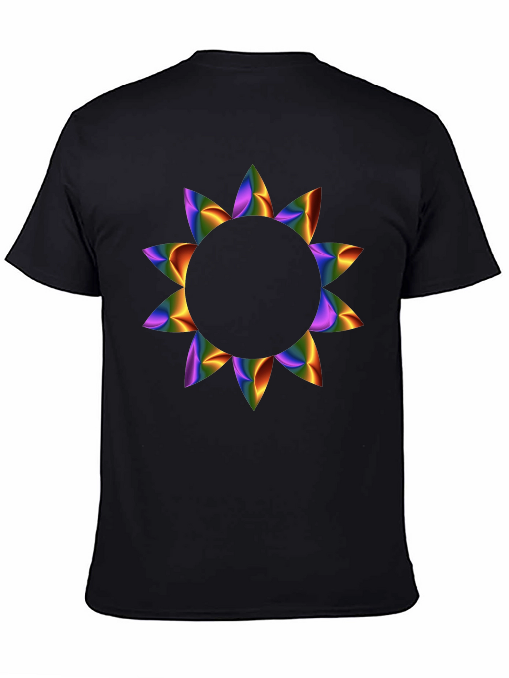 Rainbow Petal Graphic Black T-Shirt