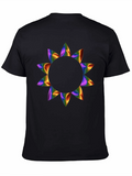 Rainbow Petal Graphic Black T-Shirt