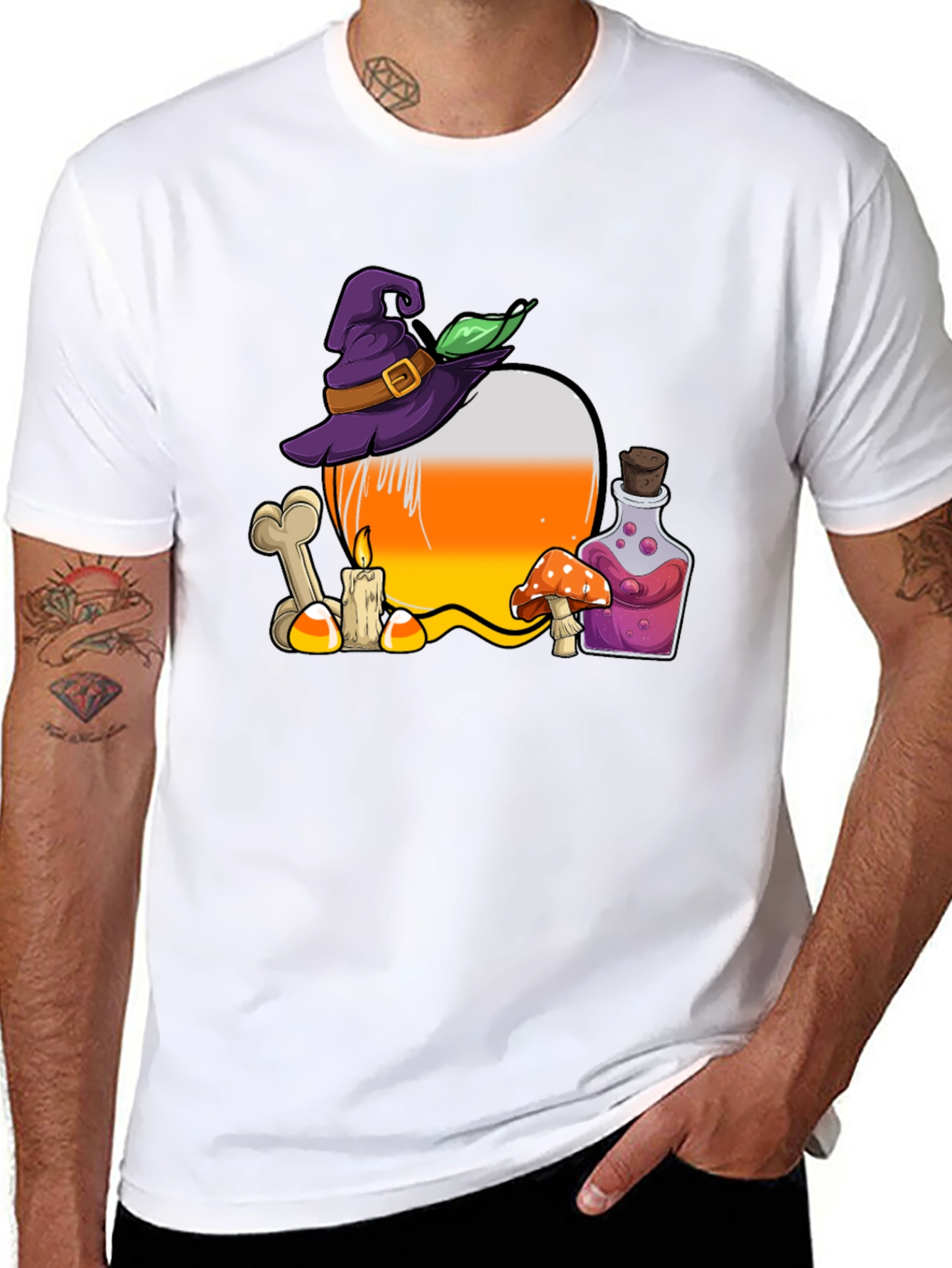 Halloween T-Shirt: Witch Hat Candy Corn Design
