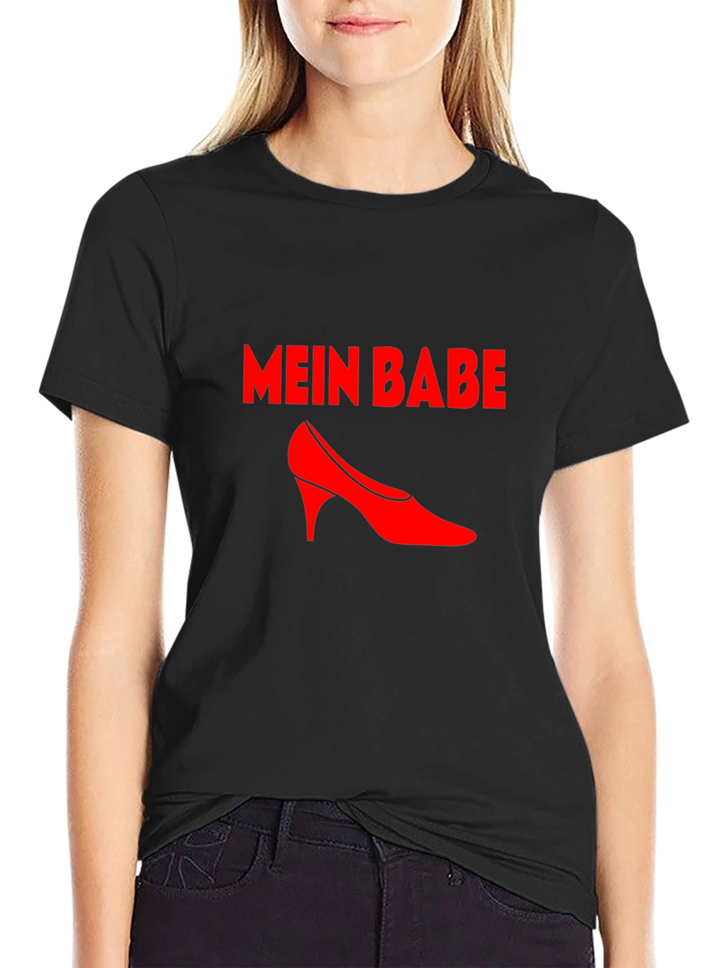 Mein Babe Red High Heel Graphic Tee - Black
