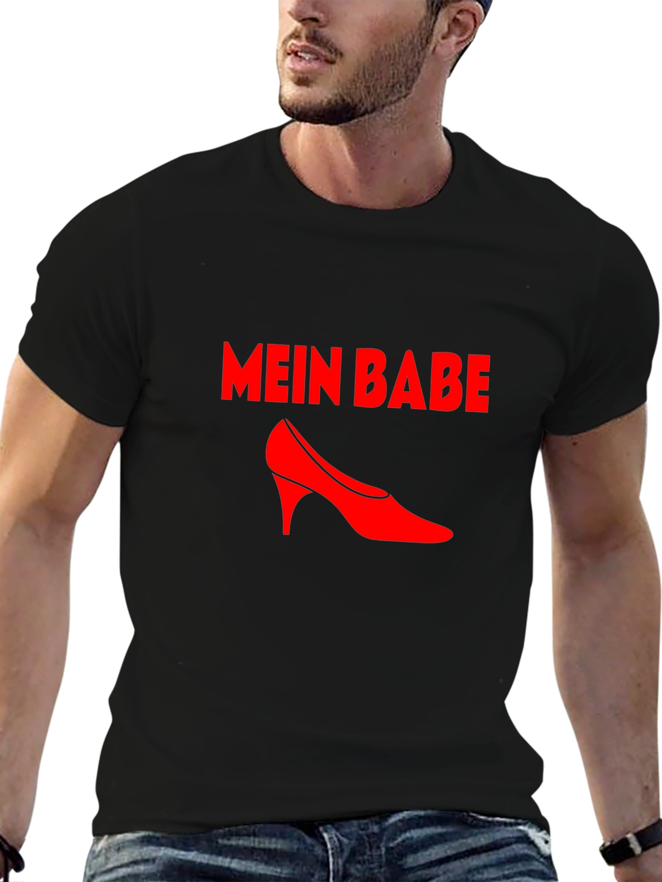 Mein Babe Red High Heel Graphic Tee - Black