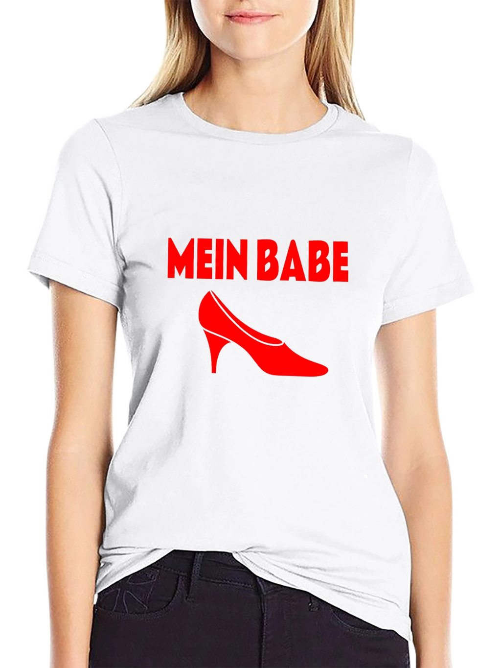 Mein Babe Red High Heel Graphic Tee - Black