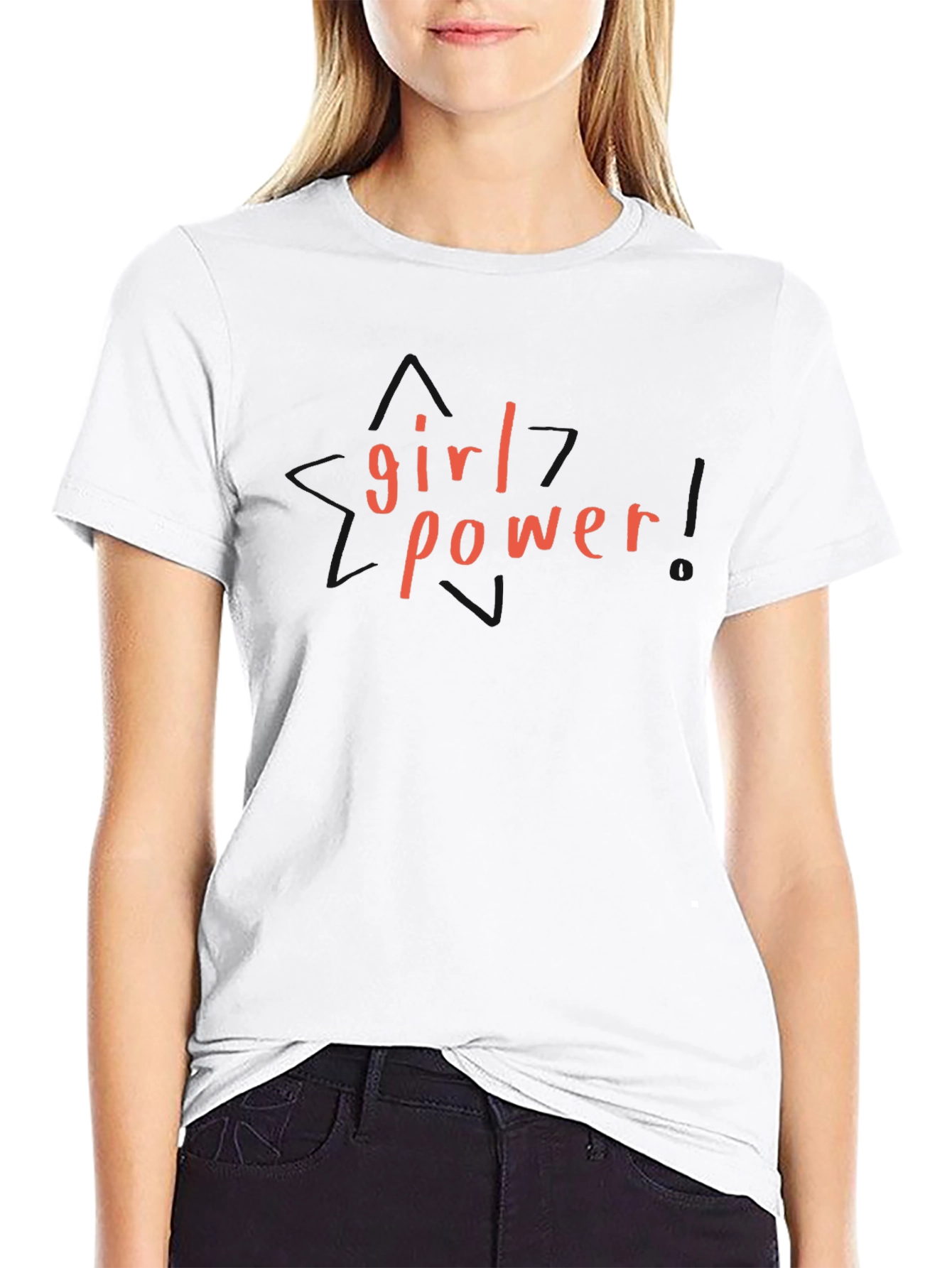 Girl Power Graphic Tee - Black Cotton T-Shirt
