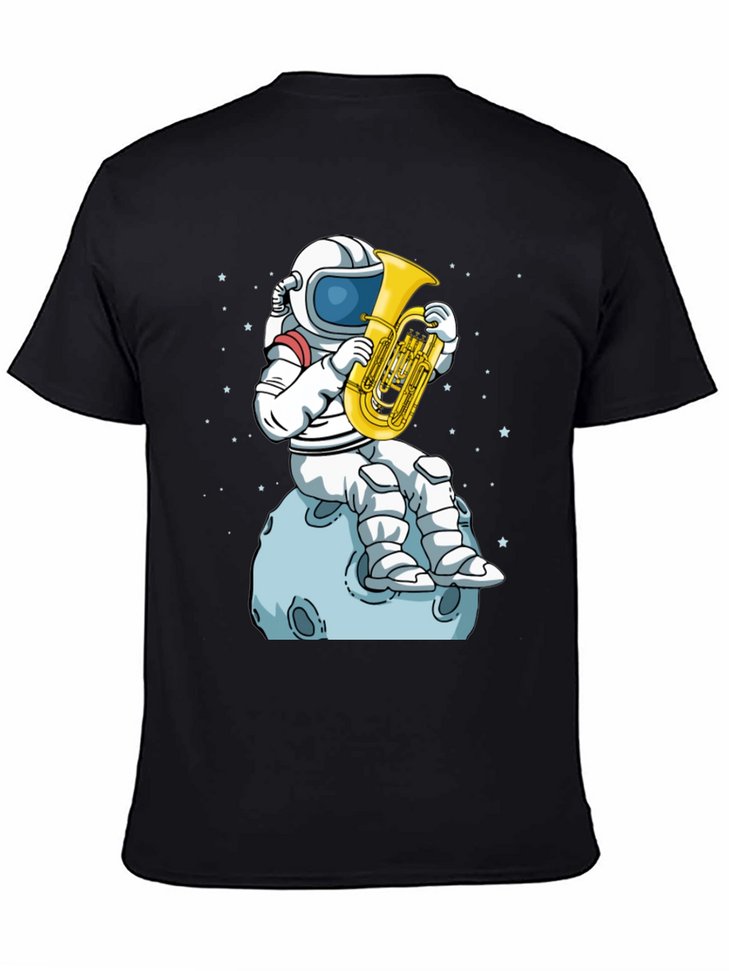 Astronaut Tuba Player Black T-Shirt