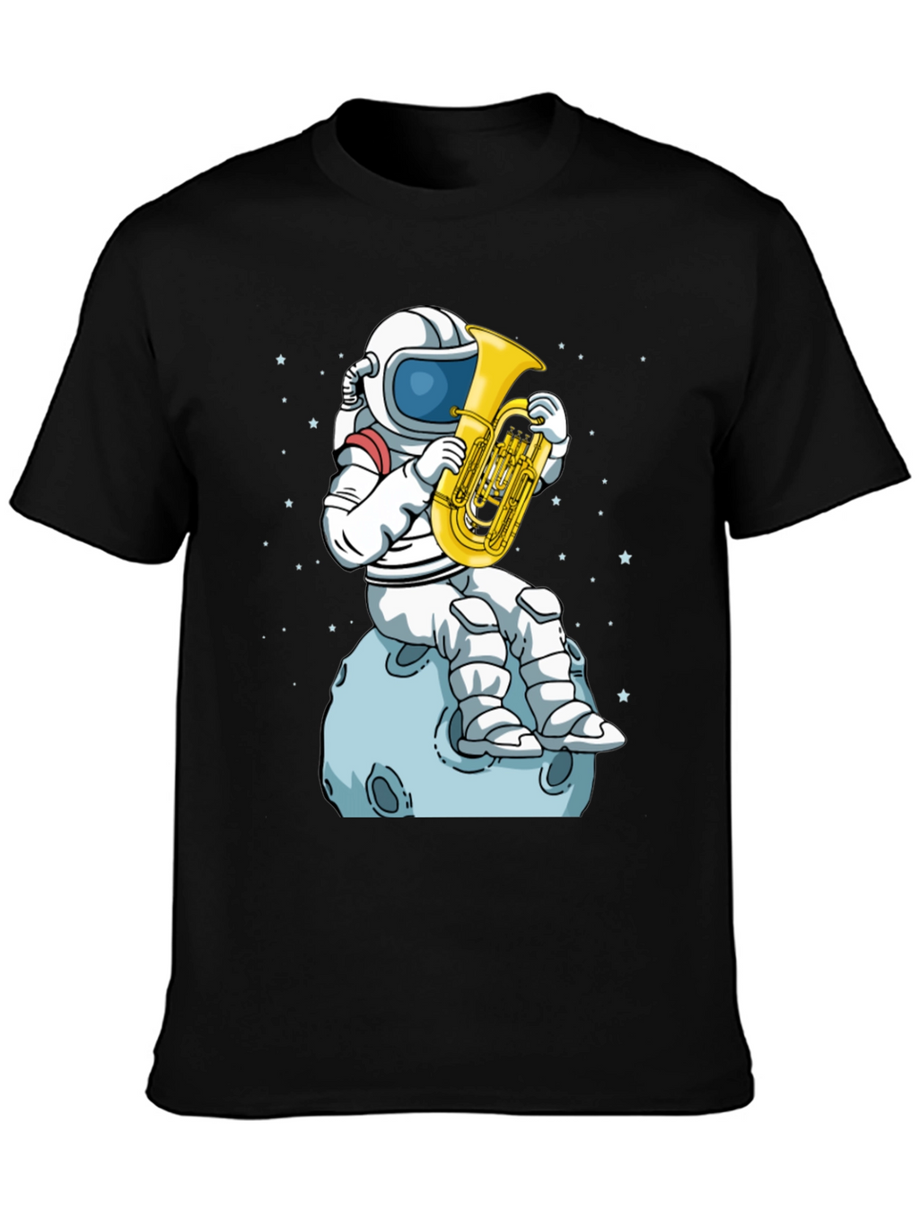 Astronaut Tuba Player Black T-Shirt