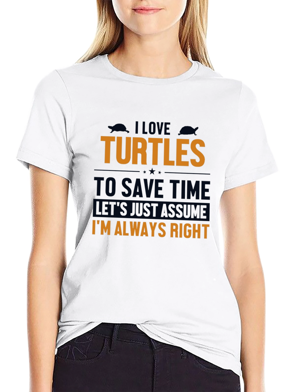 I Love Turtles Mens Black Graphic Tee