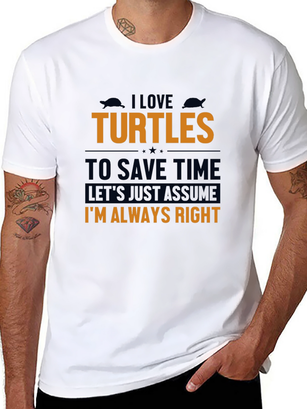I Love Turtles Mens Black Graphic Tee