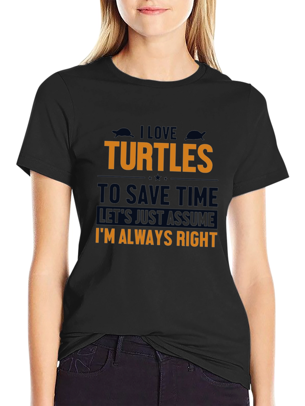 I Love Turtles Mens Black Graphic Tee
