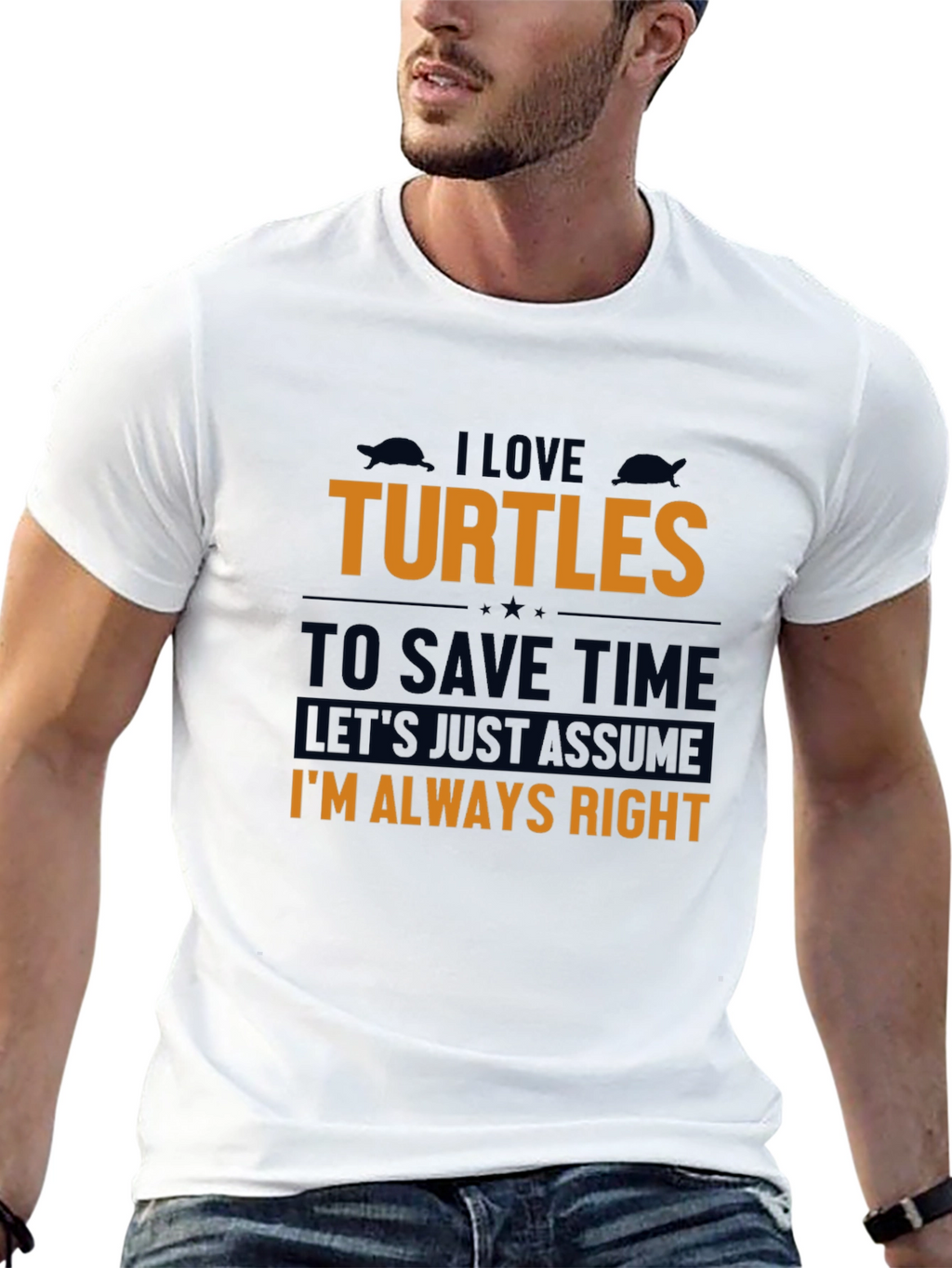 I Love Turtles Mens Black Graphic Tee