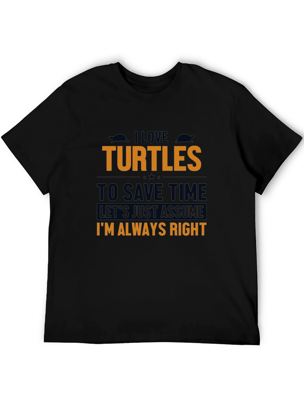 I Love Turtles Mens Black Graphic Tee
