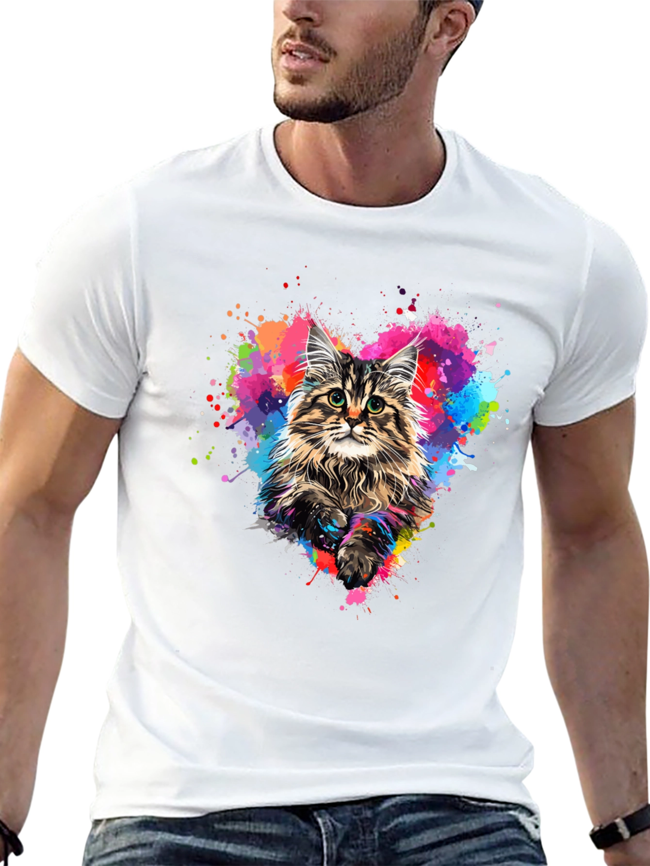 Colorful Cat Heart T-Shirt