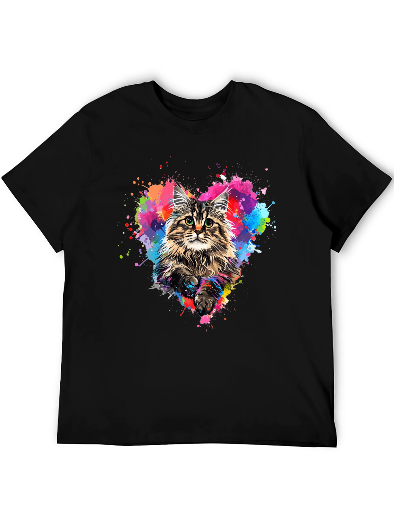 Colorful Cat Heart T-Shirt